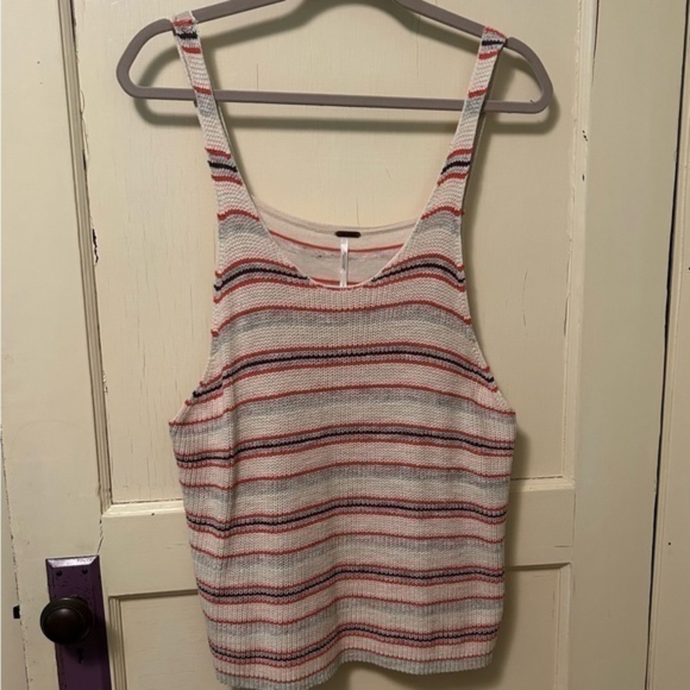 Free People Thin Straps Vest Fall Colors Funky Textured Front Smooth Swing Back